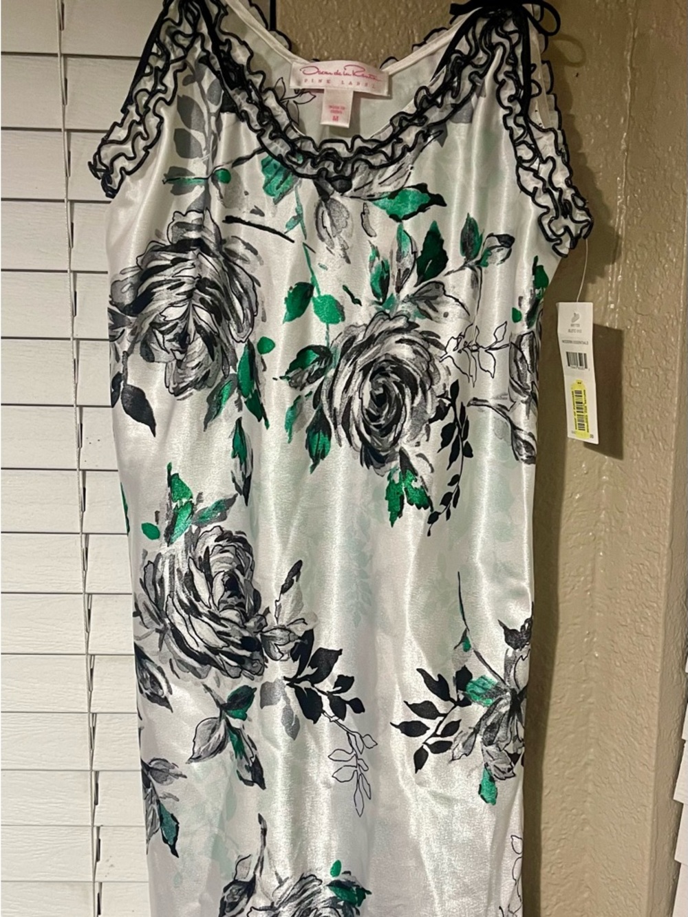 Oscar De La Renta Green Floral Silk Camisole - Picture 2 of 6